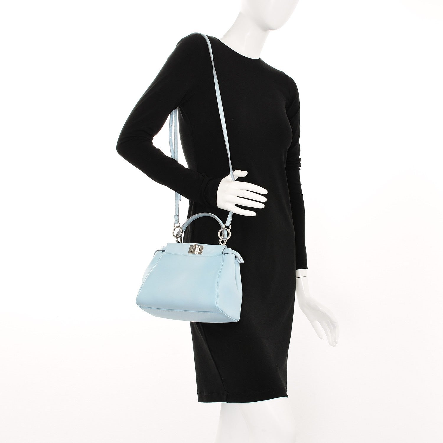 Fendi Nappa Mini Peekaboo Iconic Satchel Light Blue 2 of 7