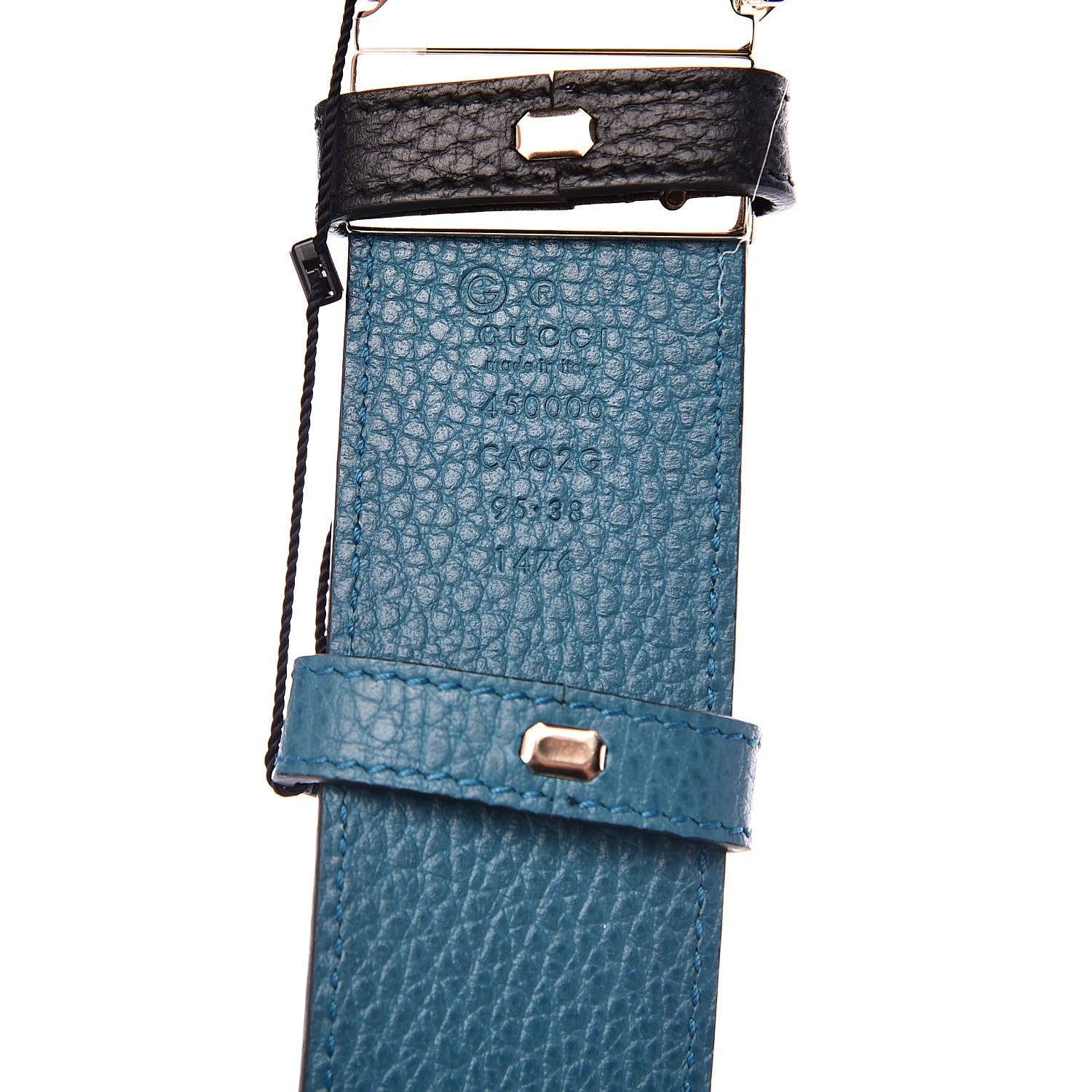 Gucci Dollar Calfskin 1973 Reversible Belt 95 38 Black Deep Cobalt 6 of 6