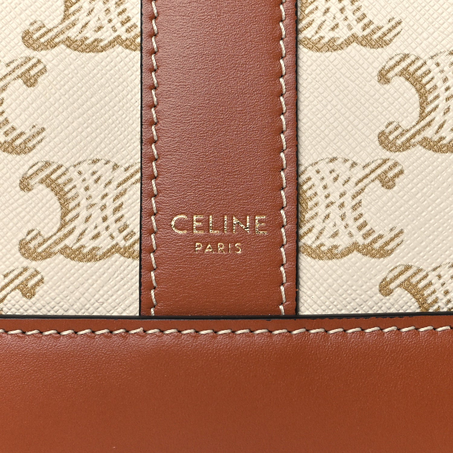 Celine Triomphe Canvas Calfskin Small Bucket Bag White 6 of 10