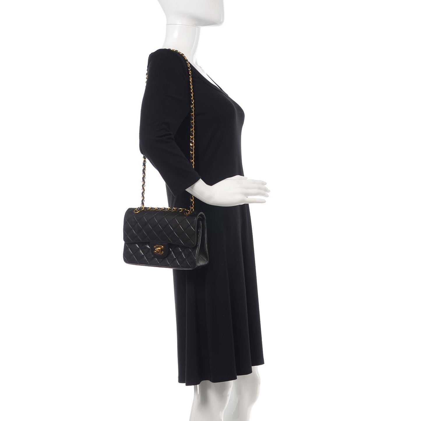 Lambskin Quilted Small Double Flap Black