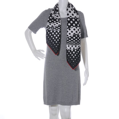 Chanel Silk Polka Dot CC Scarf Black White Red 3 of 7