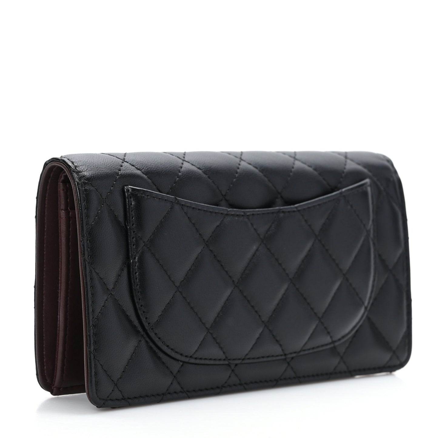 Lambskin Quilted Yen Wallet Black