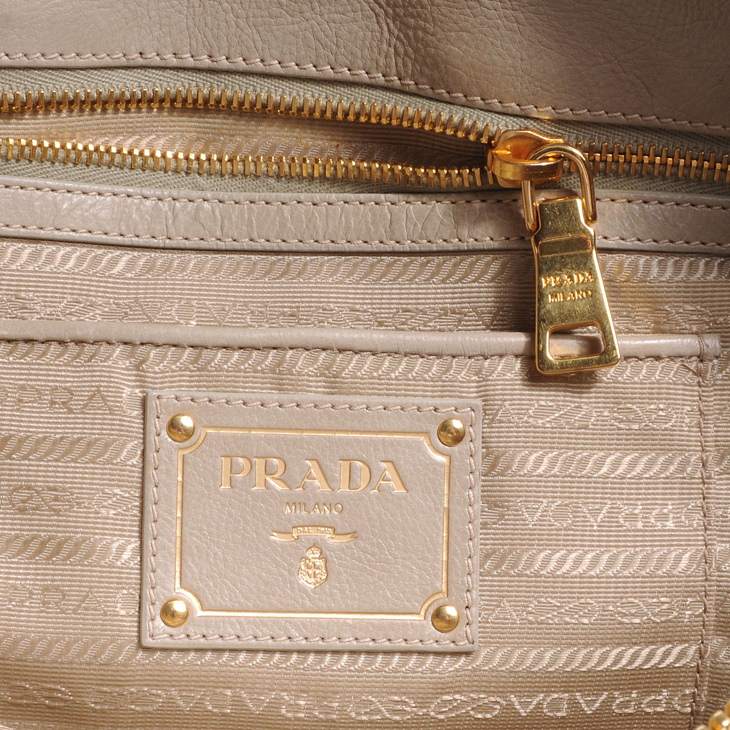 Prada Glace Calf Extra Wide Tote Stone 7 of 9