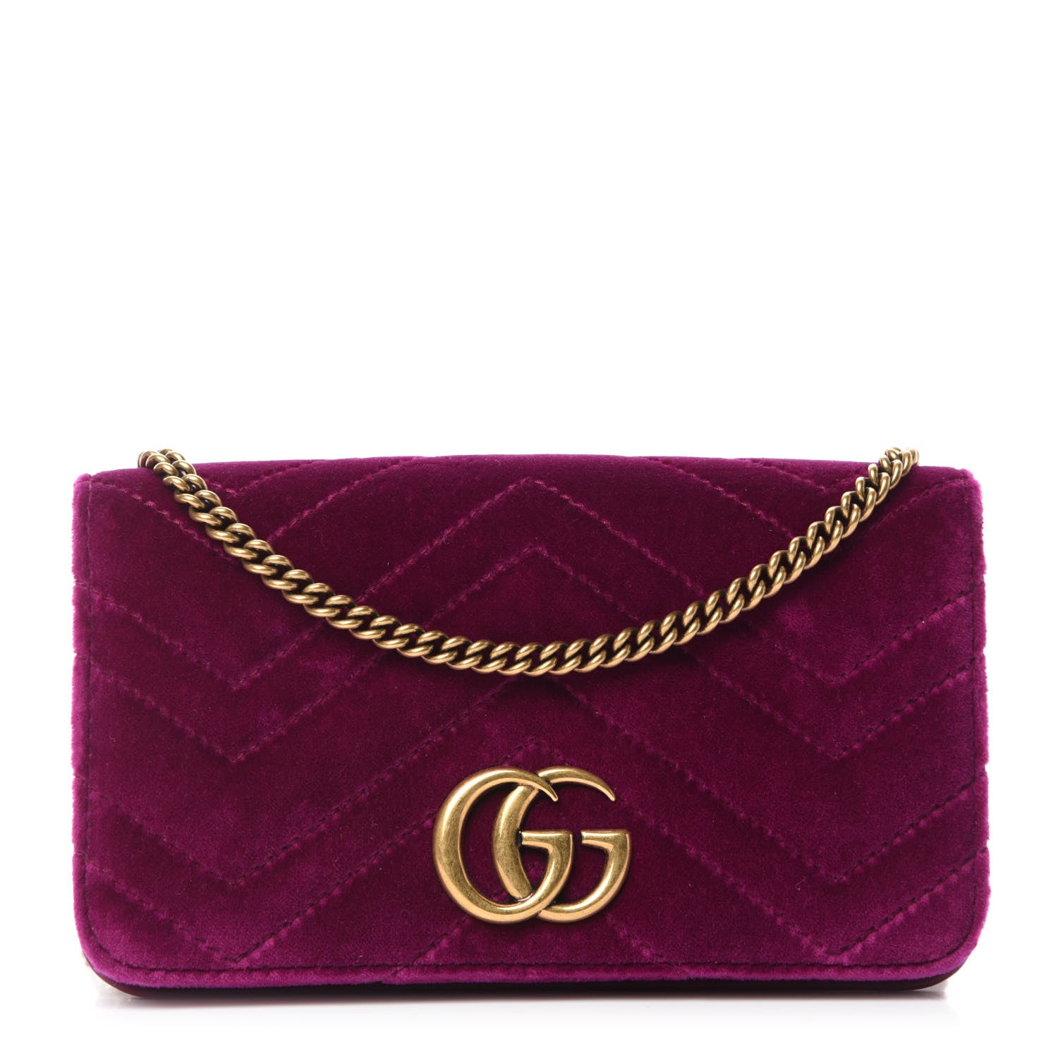 Gucci Velvet Matelasse GG Marmont Mini Bag Fuchsia Violet Cyclamen 1 of 9