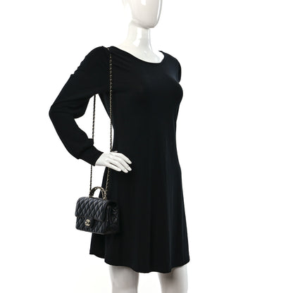 Chanel Lambskin Quilted Mini Crystal Top Handle Rectangular Flap Black 2 of 10