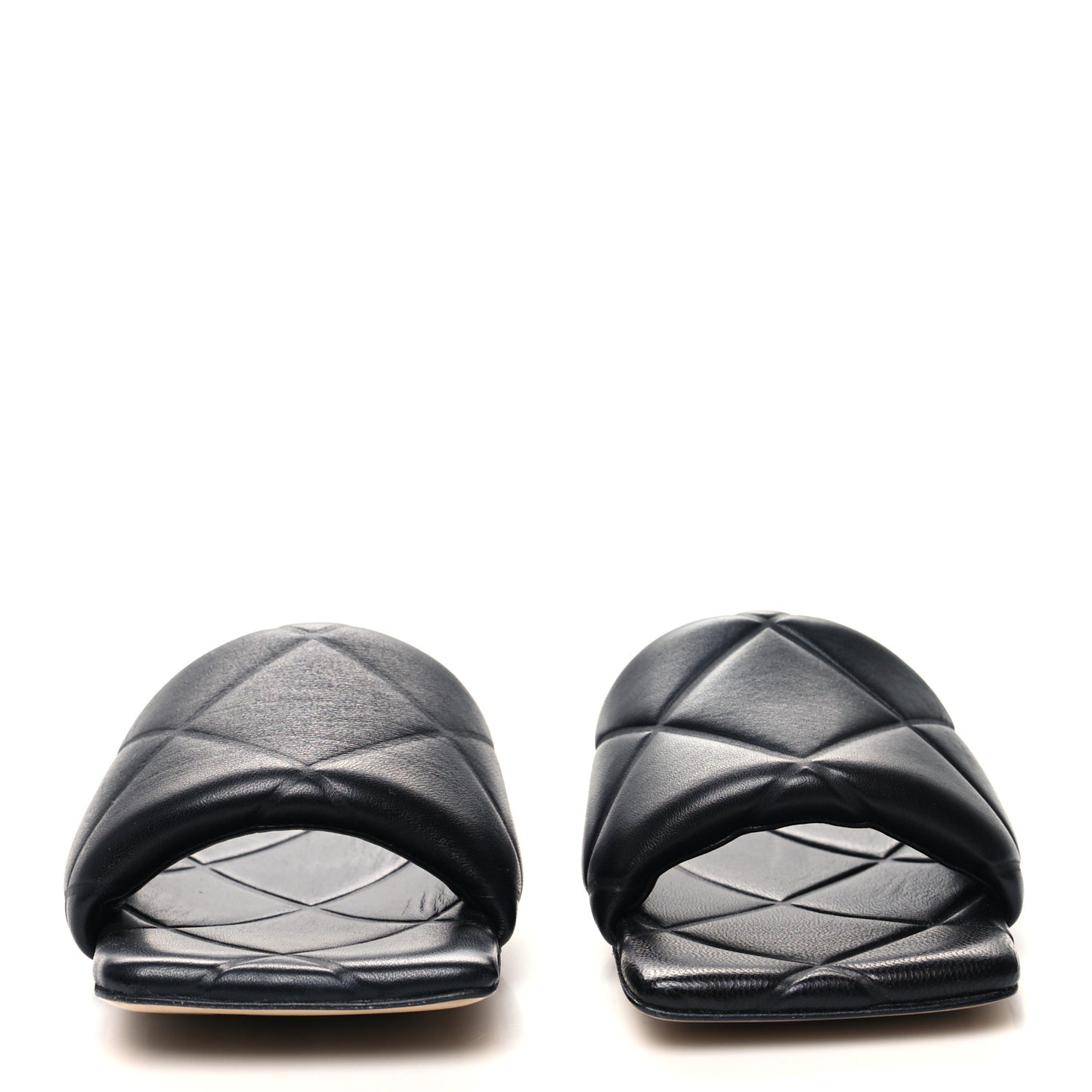 Nappa Quilted Rubber Lido Flat Sandals 38.5 Black