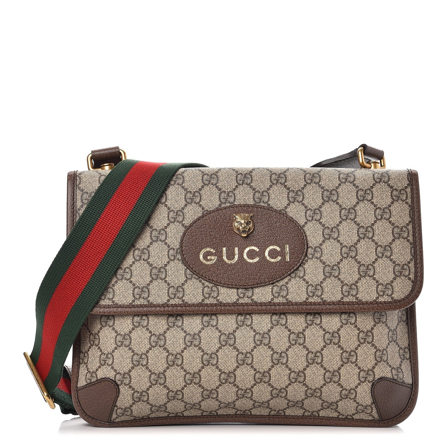 Gucci GG Supreme Monogram Web Neo Vintage Double Flap Messenger Bag Beige New Acero 1 of 7
