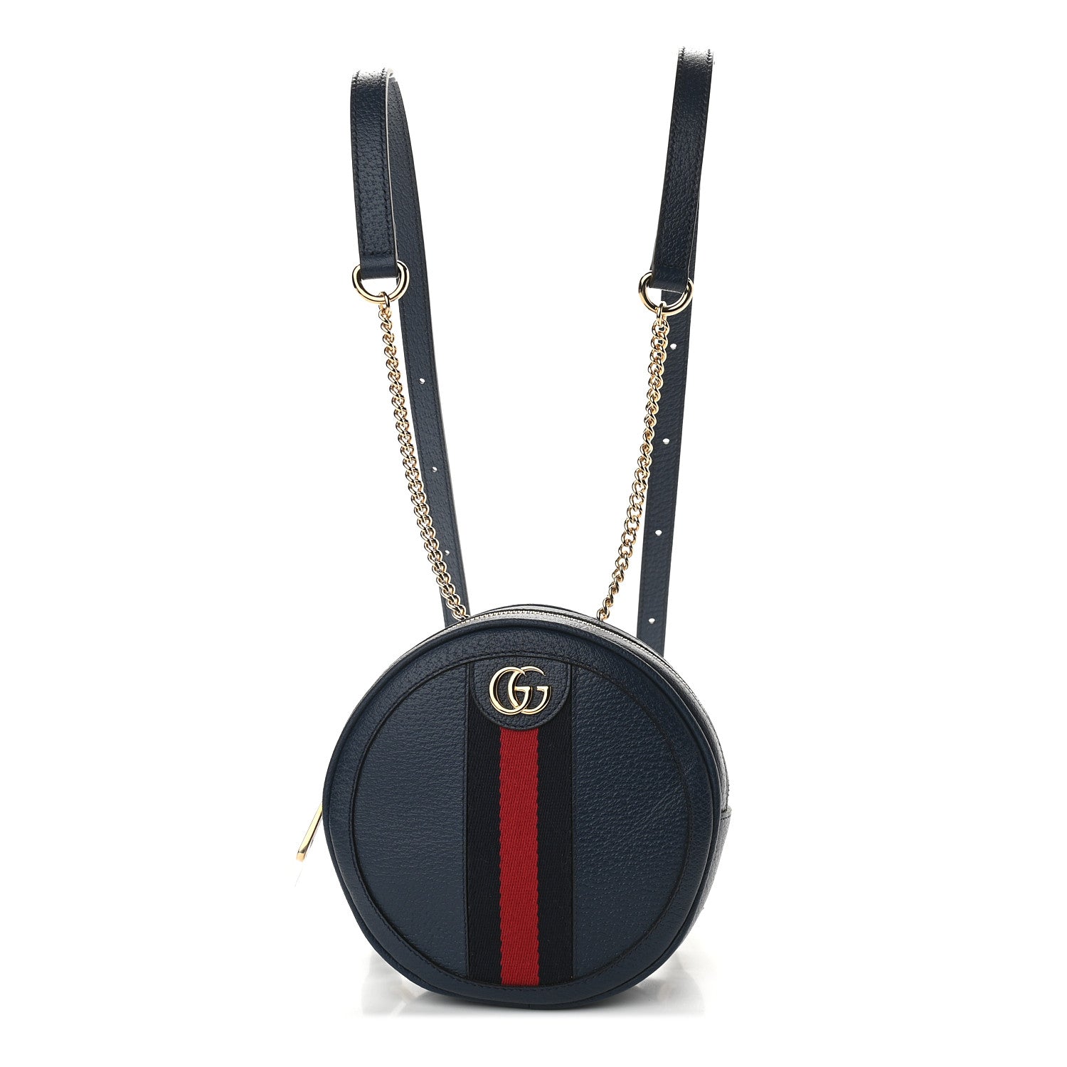 Gucci Textured Calfskin Web Mini Ophidia Round Backpack Blue Agata 1 of 9