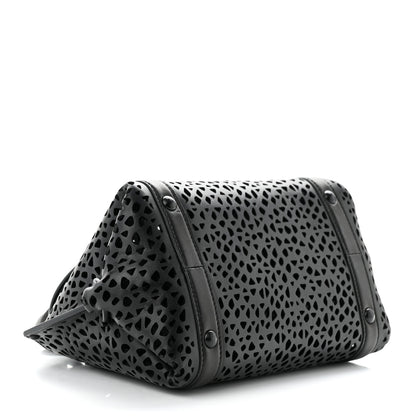 Salvatore Ferragamo Soft Calfskin Laser Cut Sofia Satchel Black 4 of 11