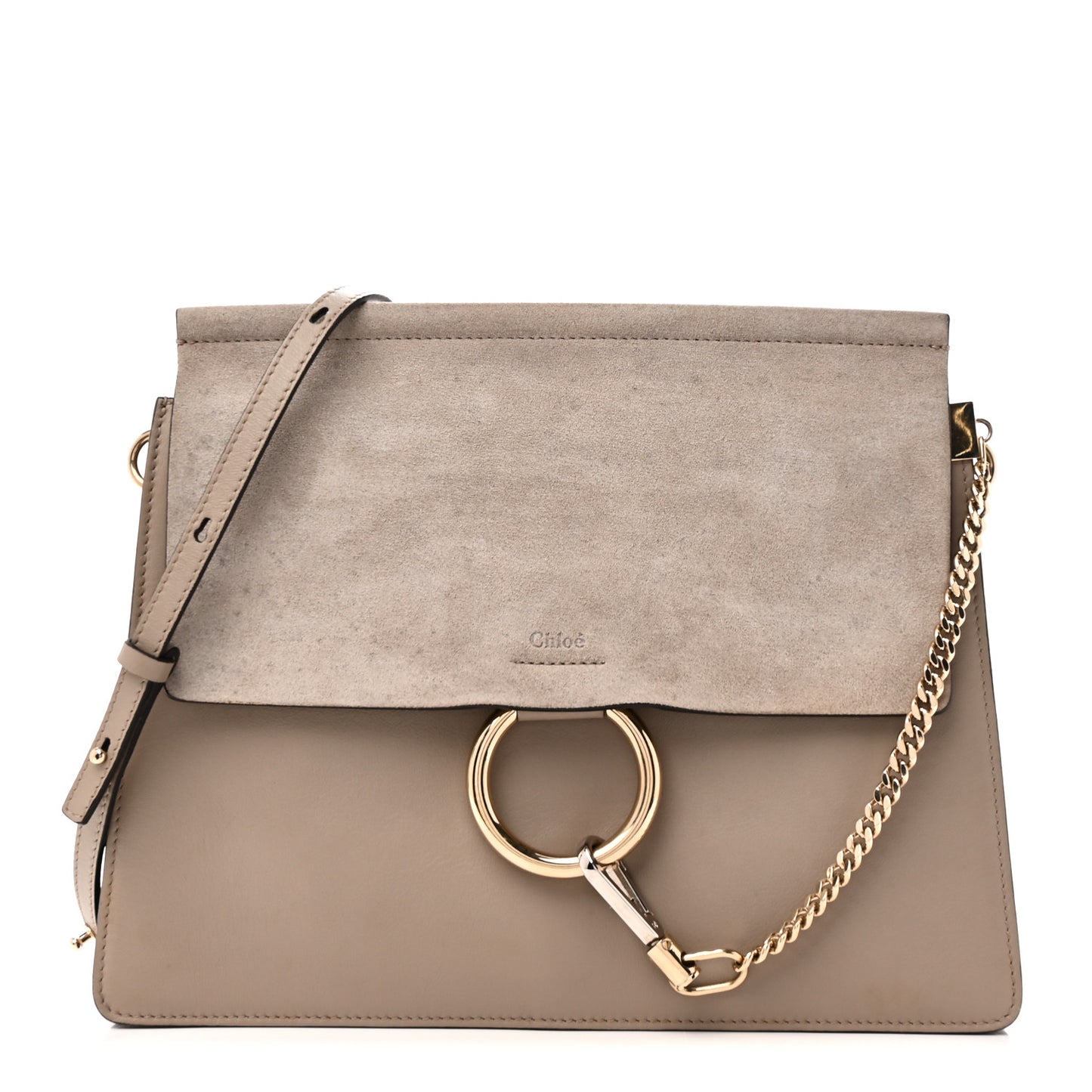 Calfskin Suede Medium Faye Shoulder Bag Motty Grey