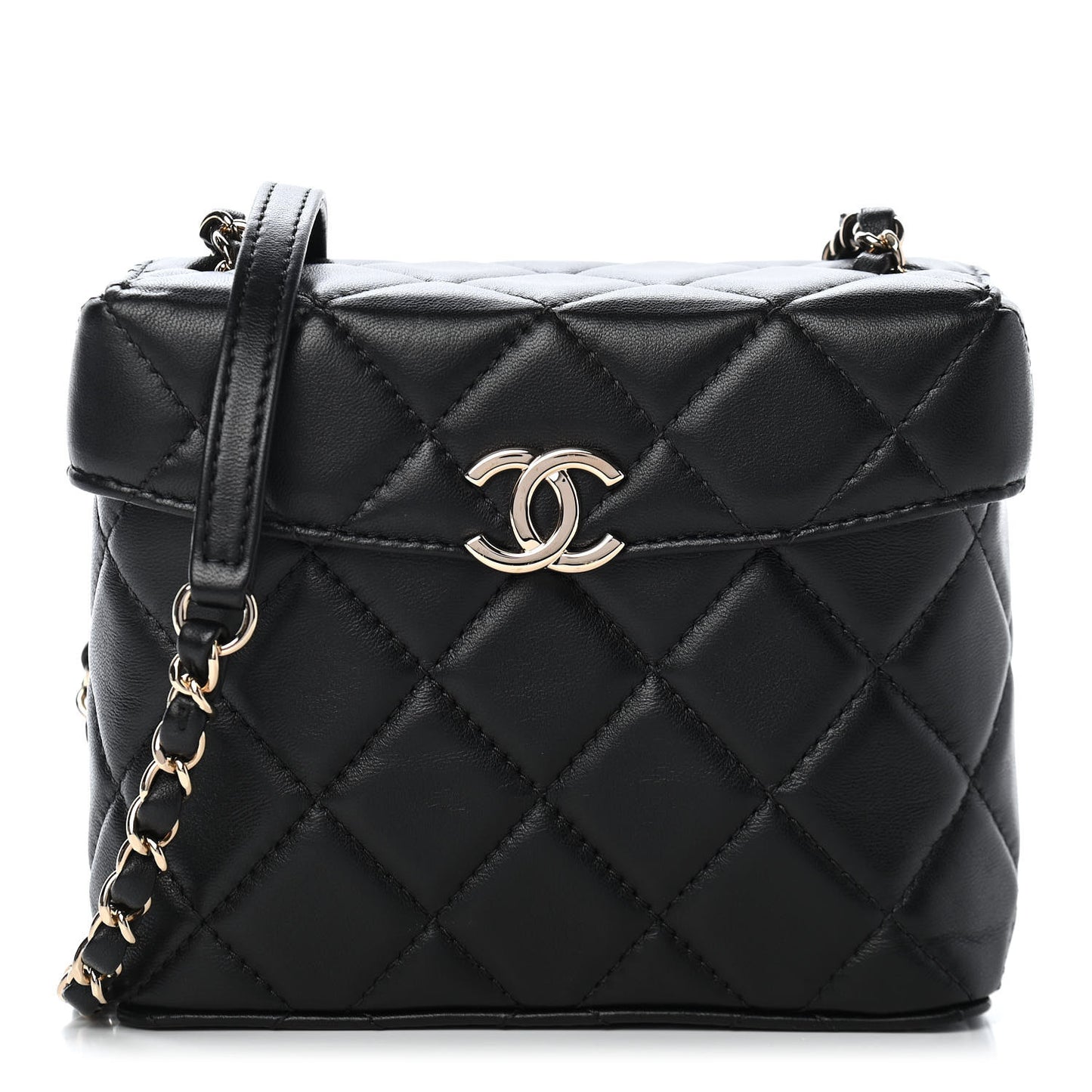 Lambskin Quilted Small Box Bag Black