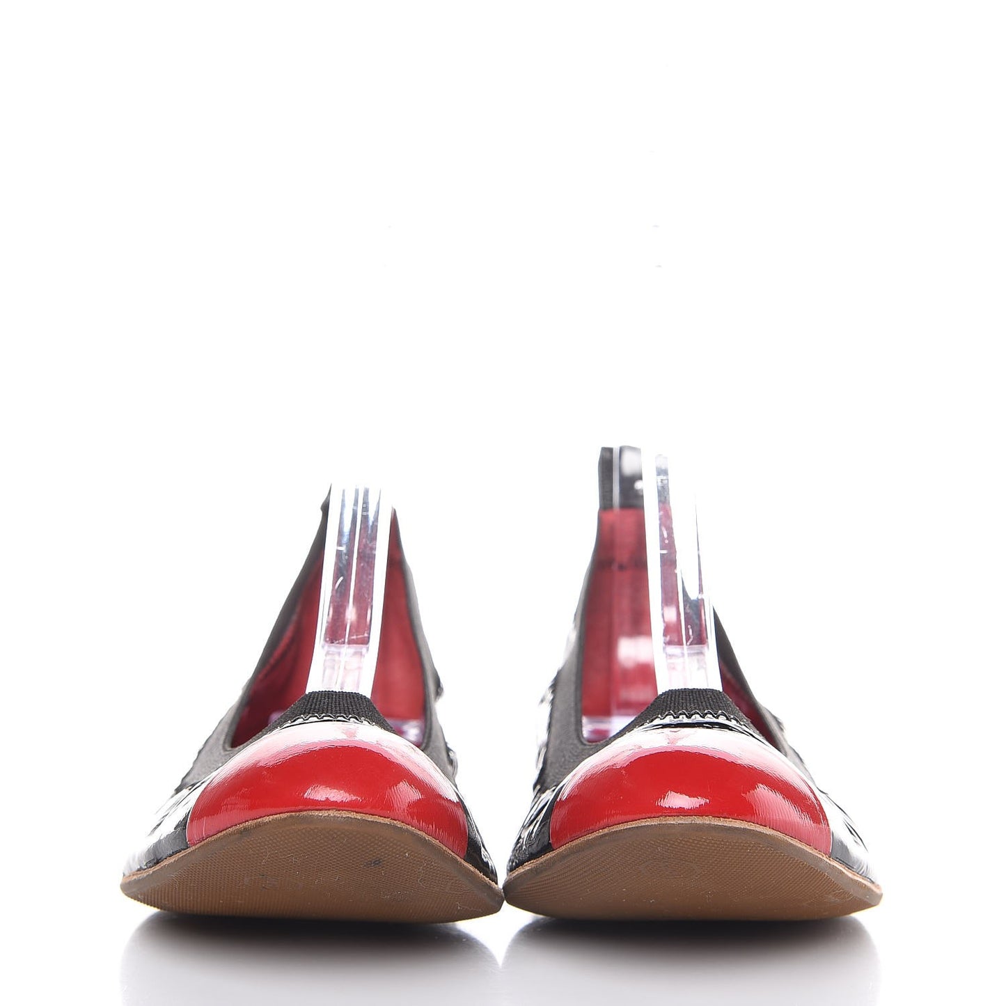 Patent CC Elastic Cap Toe Ballerina Flats 36 Red Black
