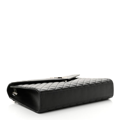Saint Laurent Grain De Poudre Textured Mixed Matelasse Large Triquilt Monogram Satchel Black 4 of 11