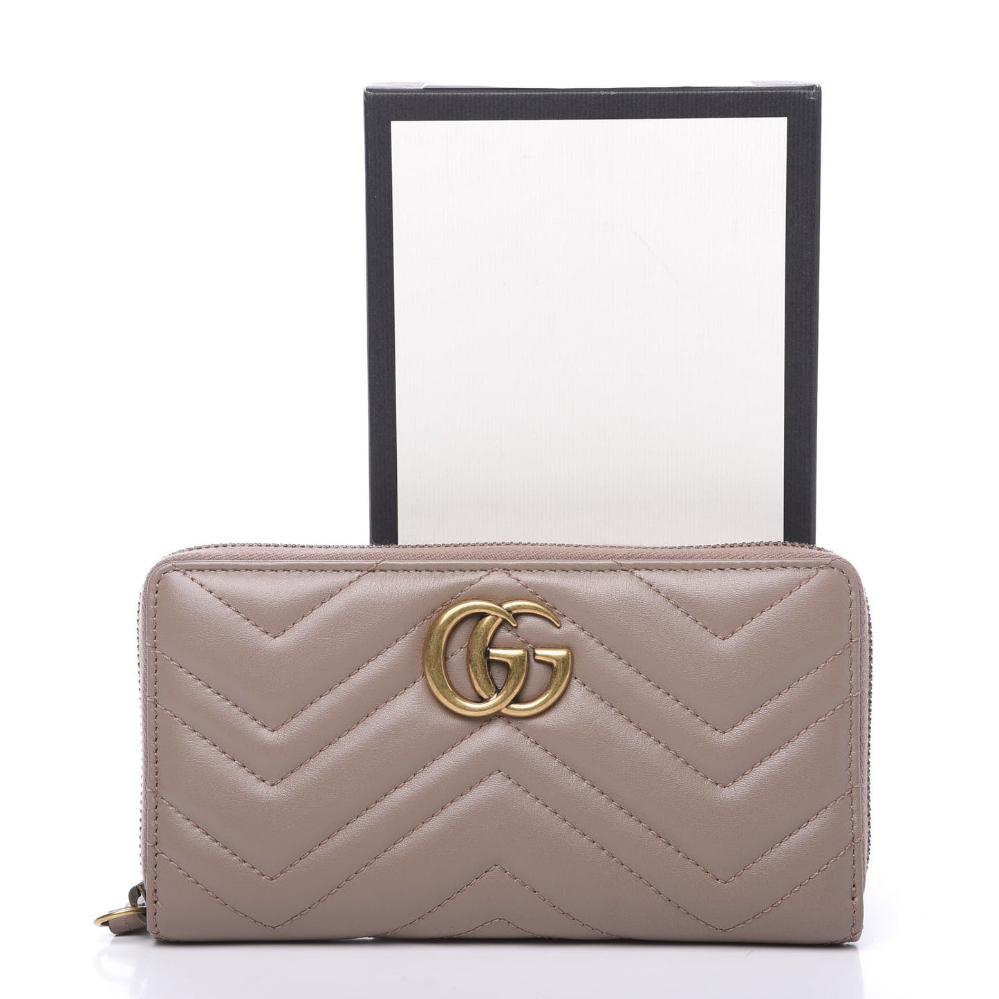Calfskin Matelasse GG Marmont Zip Around Wallet Porcelain Rose