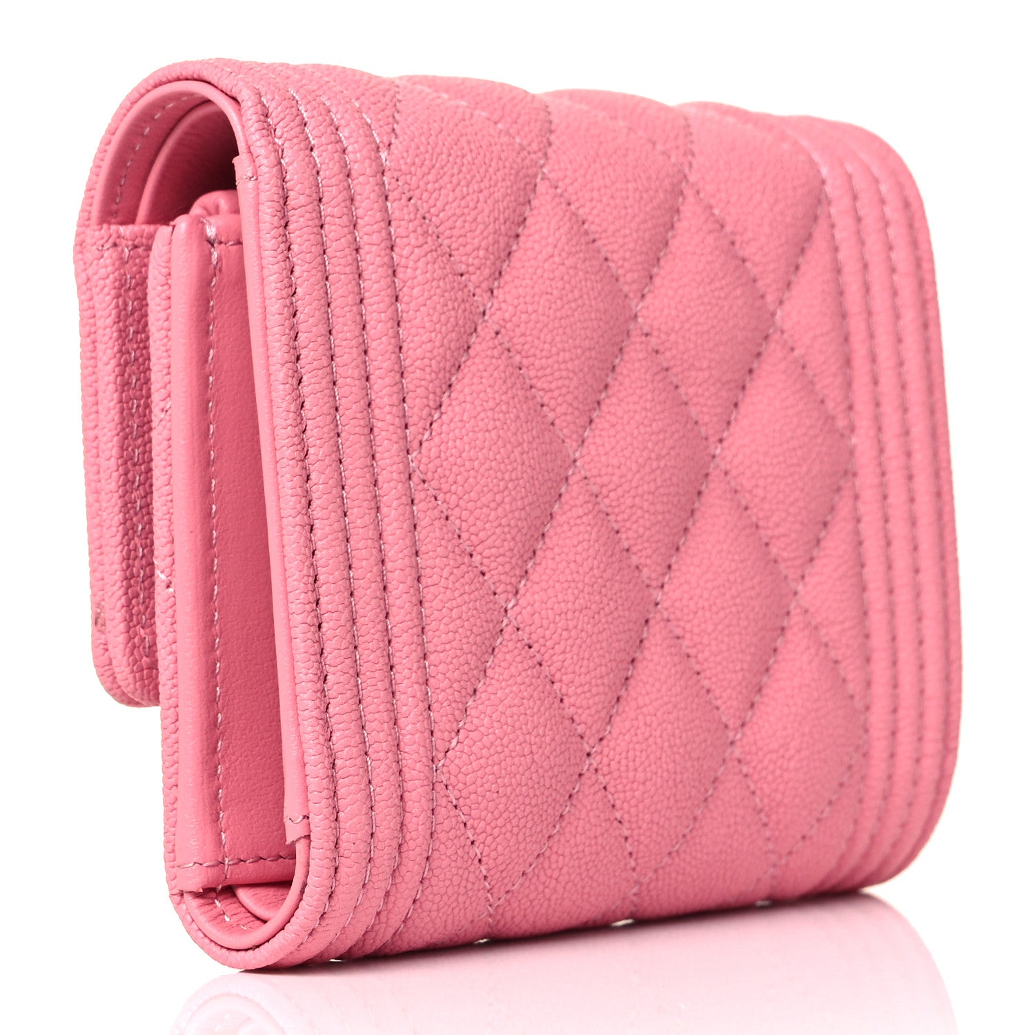 Chanel Caviar Quilted Compact Boy Wallet Light Pink 3 of 8