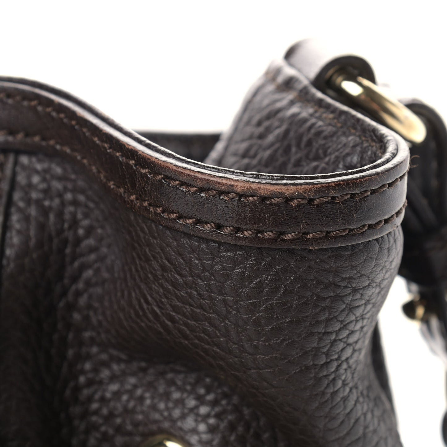 Grainy Calfskin Medium Golderton Tote Dark Chocolate