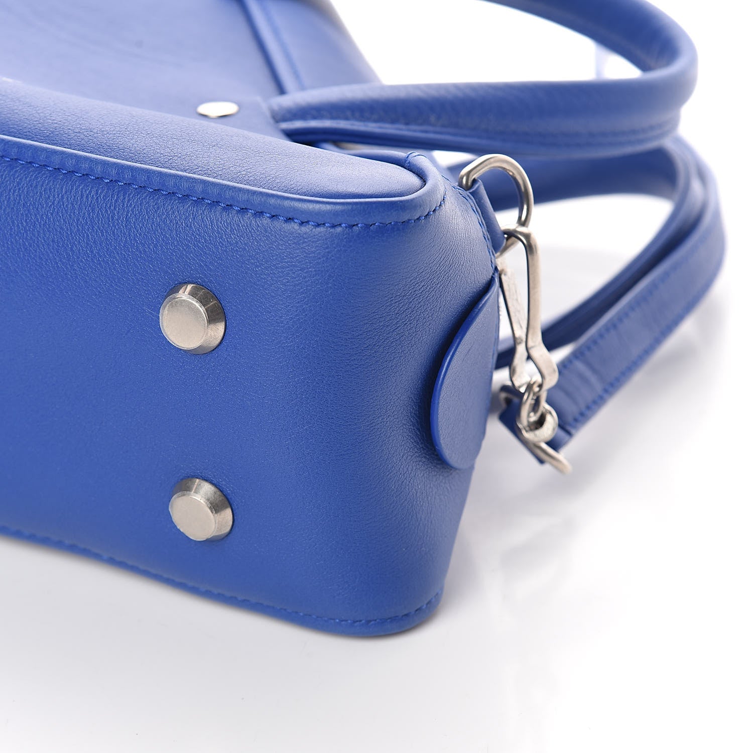 Balenciaga Shiny Day Calfskin Logo S Triangle Duffle Bleu Roi White 10 of 11