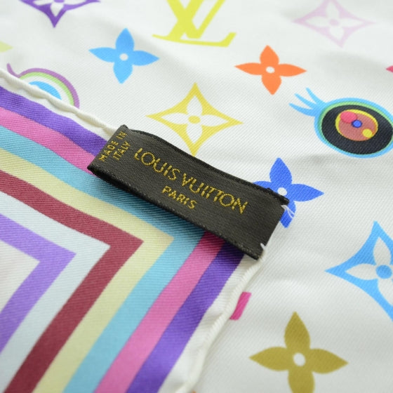 Louis Vuitton Silk Multicolor Eye Love Scarf White 1 of 1