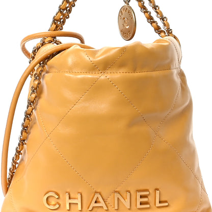 Chanel Shiny Calfskin Quilted Mini Chanel 22 Yellow 8 of 11