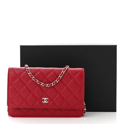 Chanel Caviar Quilted Wallet on Chain WOC Dark Red 12 of 12