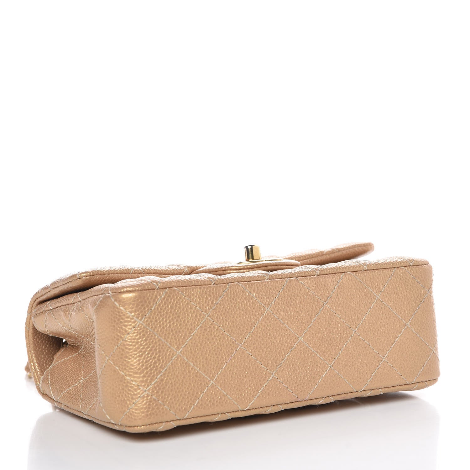 Chanel Pearly Caviar Quilted Mini Rectangular Flap Gold 4 of 8