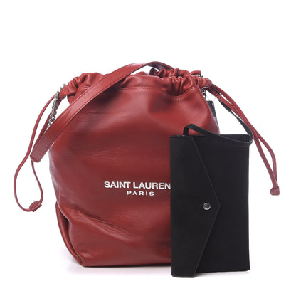 Saint Laurent Lambskin Small Teddy Bucket Bag Eros Red 1 of 9