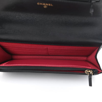Chanel Shiny Goatskin Quilted Chanel 19 Wallet On Chain WOC Black 5 of 15