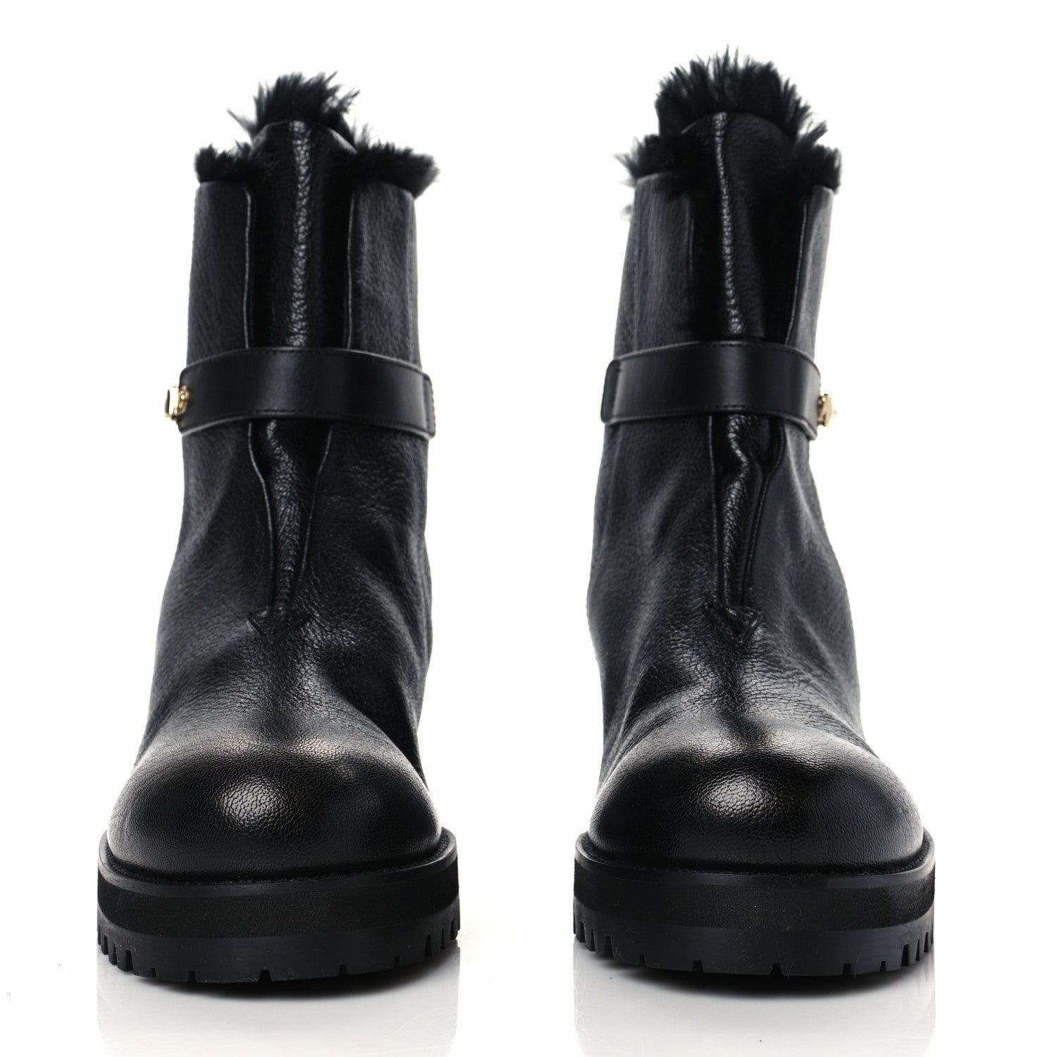 Jimmy Choo Calfskin Fur Boots 39.5 Black 2 of 7