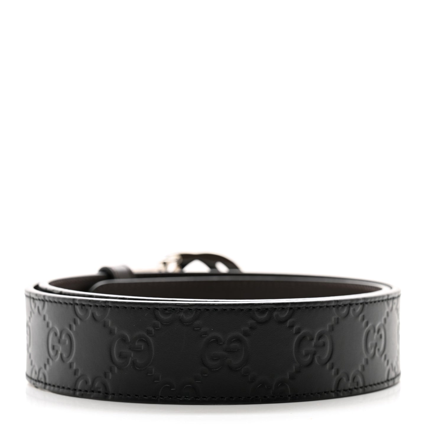 Guccissima Signature Interlocking G Reversible 37mm Belt 85 34 Black Cocoa