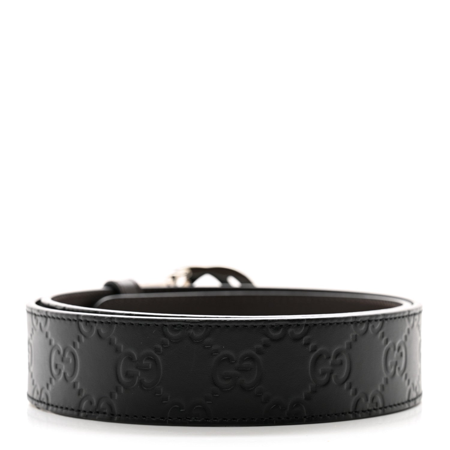 Gucci Guccissima Signature Interlocking G Reversible 37mm Belt 85 34 Black Cocoa 2 of 6