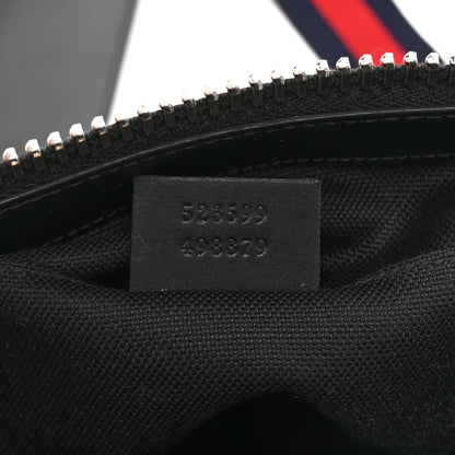 Gucci GG Supreme Monogram Web Small Flat Messenger Bag Black Grey 7 of 10