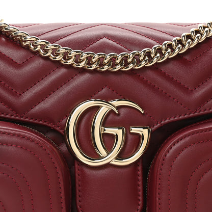 Gucci Calfskin Matelasse Small GG Marmont Multi Pocket Shoulder Bag Rosso Ancora 7 of 9