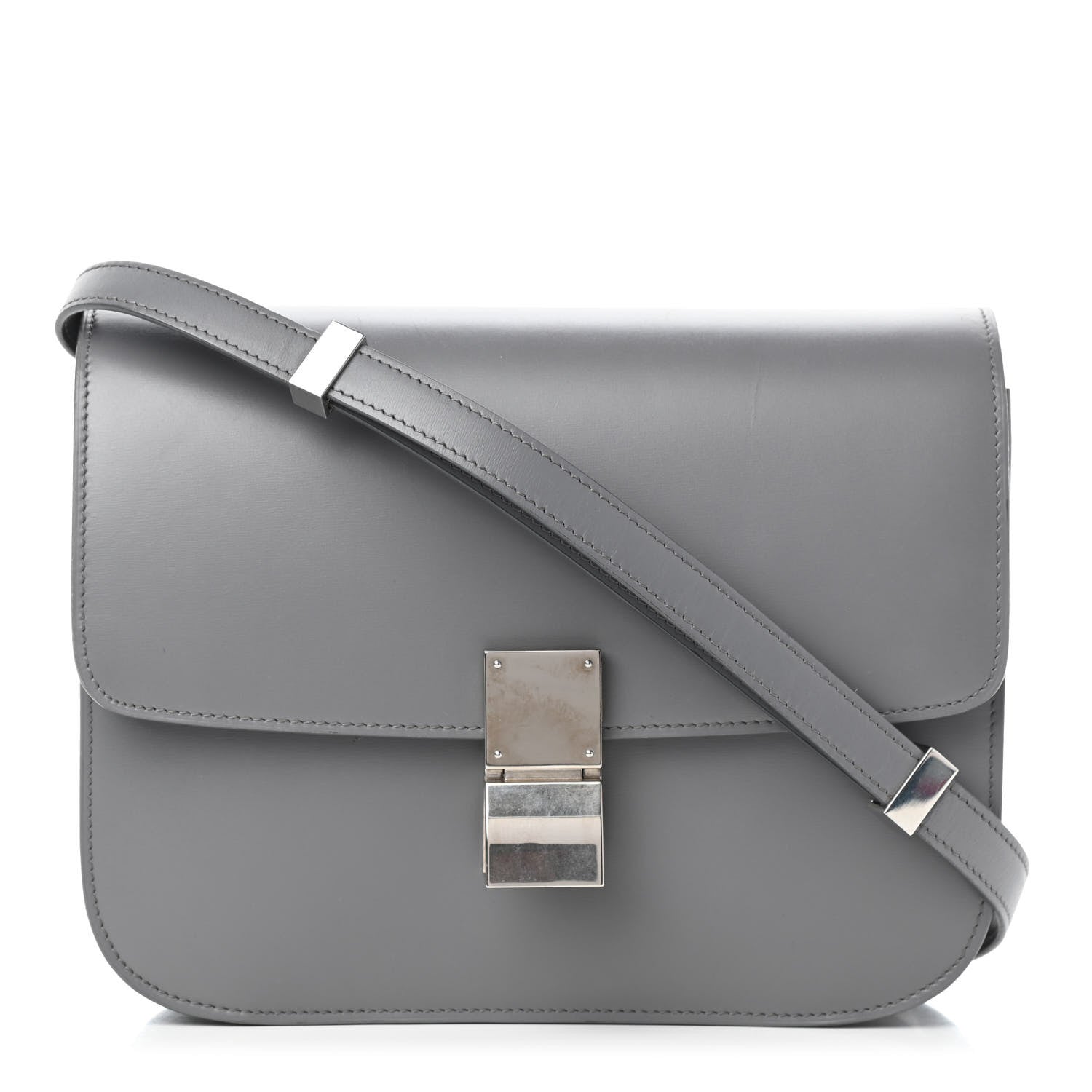 Celine Smooth Calfskin Medium Classic Box Flap Bag Storm 1 of 8