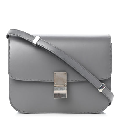 Celine Smooth Calfskin Medium Classic Box Flap Bag Storm 1 of 8