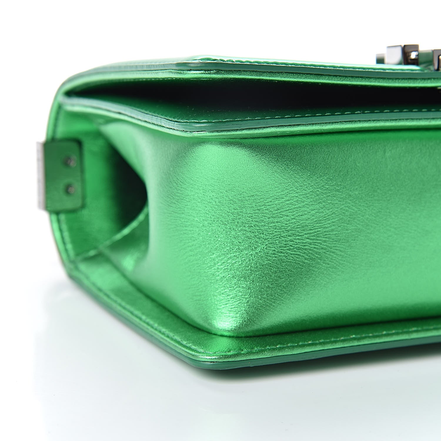Chanel Metallic Patent Calfskin Quilted Small Boy Flap Green 9 of 13