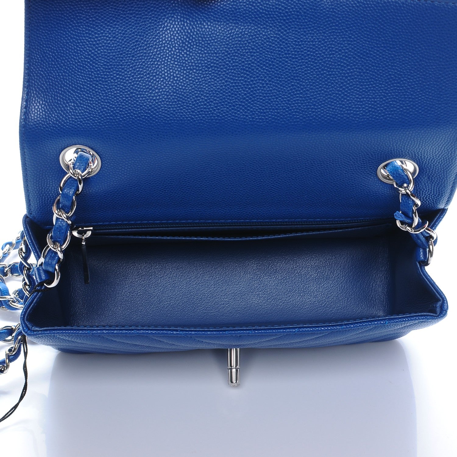 Chanel Caviar Chevron Quilted Mini Rectangular Flap Blue 5 of 7