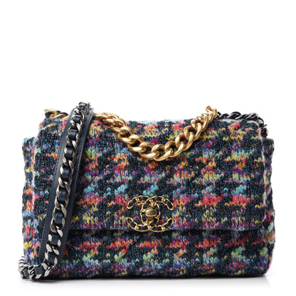Chanel Tweed Quilted Medium Chanel 19 Flap Dark Multicolor 1 of 11