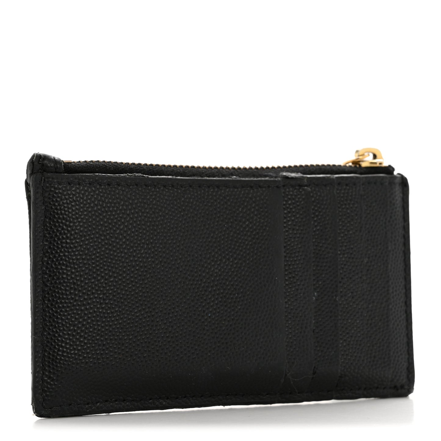 Grain De Poudre Matelasse Chevron Monogram Fragments Zippered Card Case Black