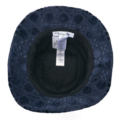 Christian Dior Velvet Cannage Bucket Hat 57 Blue 5 of 6