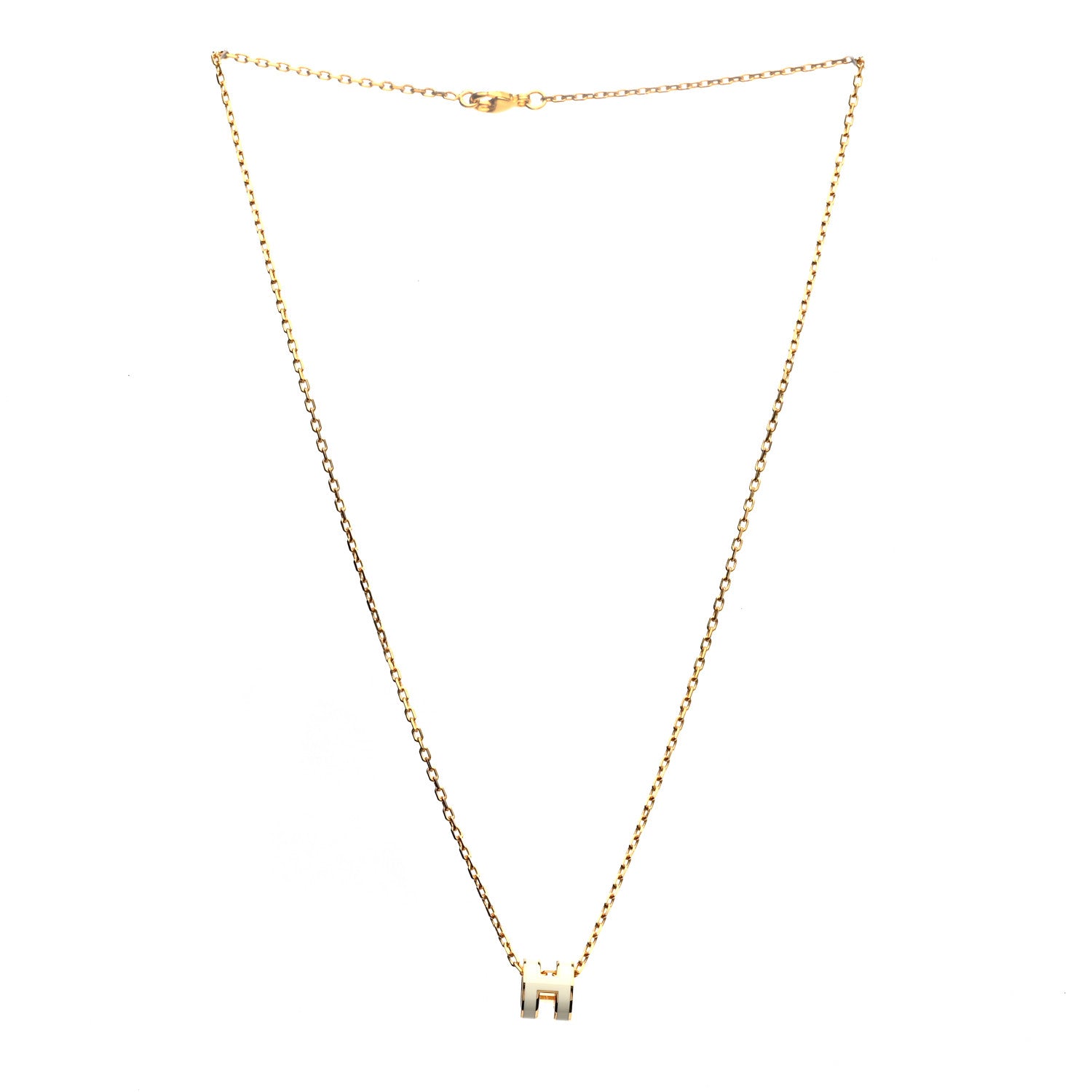 Hermes Lacquered Gold Mini Pop H Pendant Necklace White 3 of 7