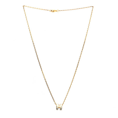 Hermes Lacquered Gold Mini Pop H Pendant Necklace White 3 of 7
