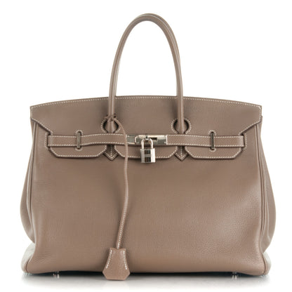 Hermes Taurillon Clemence Birkin 35 Etoupe 1 of 28