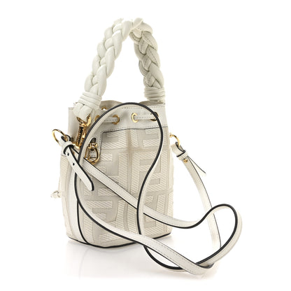 Fendi Canvas Nappa F is Fendi FF Embroidered Mini Mon Tresor Bucket Bag White Ice 3 of 11