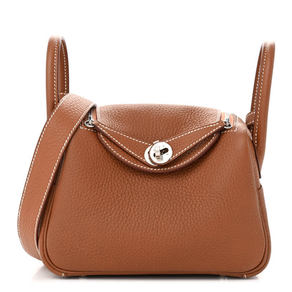 Hermes Taurillon Clemence Mini Lindy 20 Gold 1 of 12