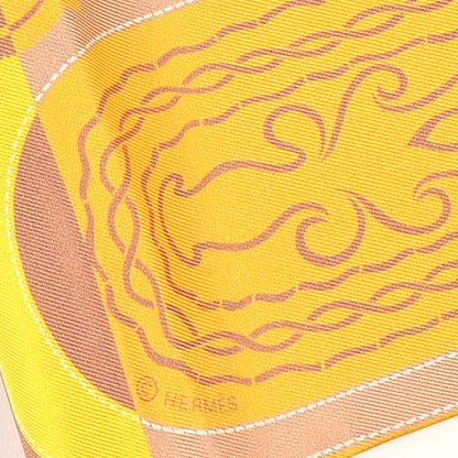 Hermes Silk Festival des Amazones Tattoo à Pois Maxi Twilly Jaune Beige Dore Potiron 3 of 4