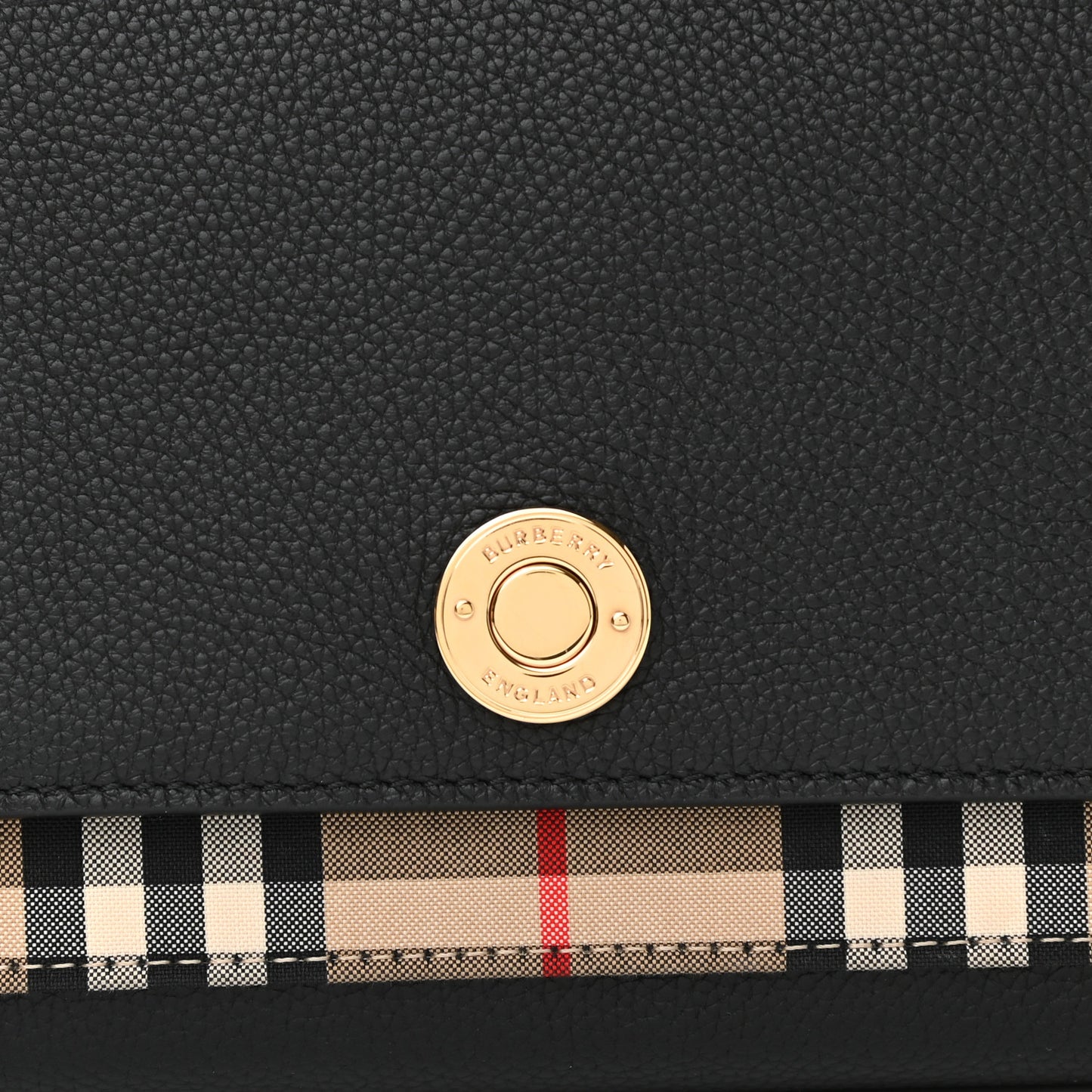 Grainy Calfskin Vintage Check Note Crossbody Bag Black