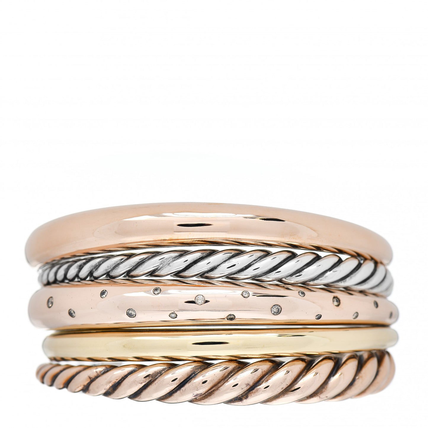Sterling Silver Bronze Diamond Pure Form Bracelet