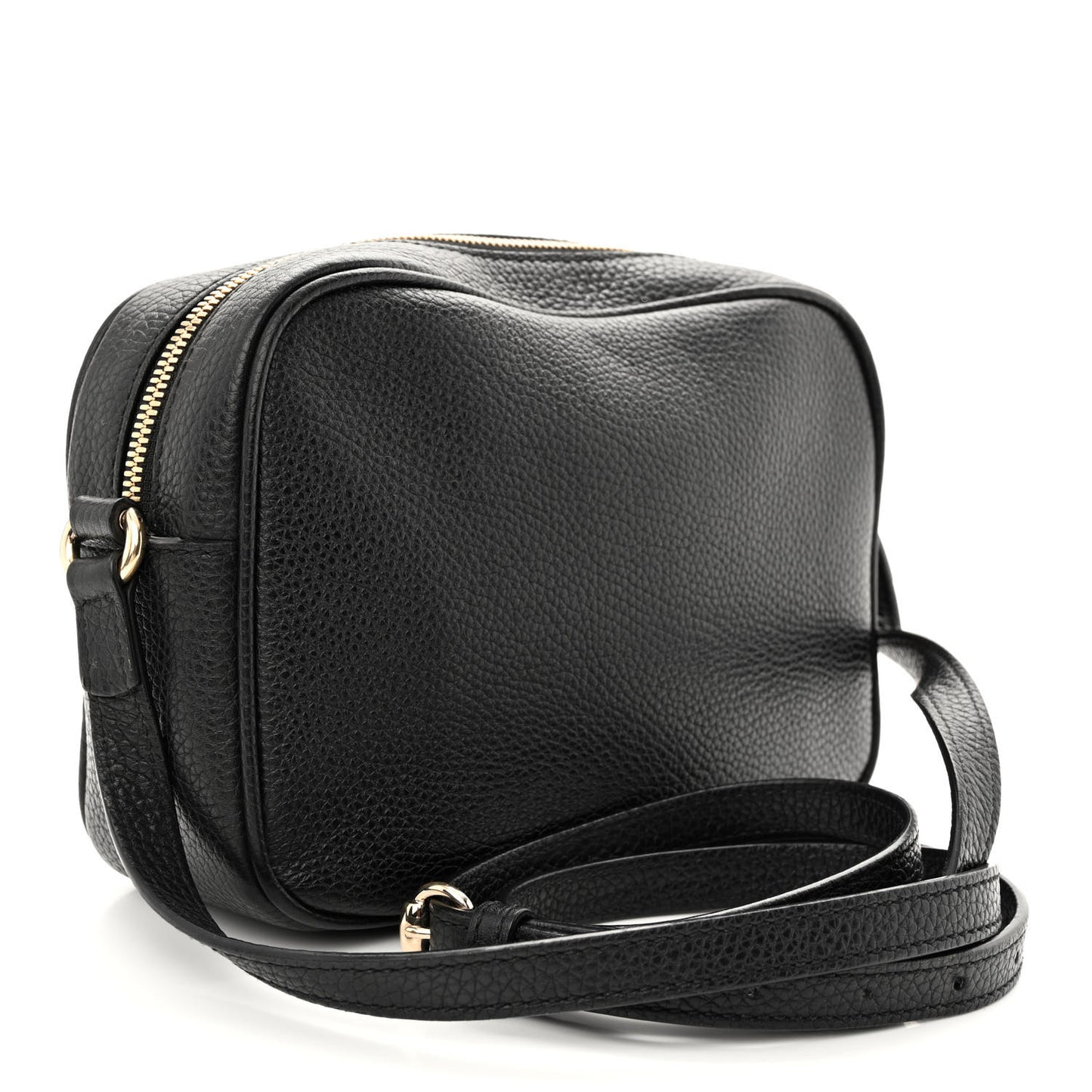 Pebbled Calfskin Small Soho Disco Bag Black