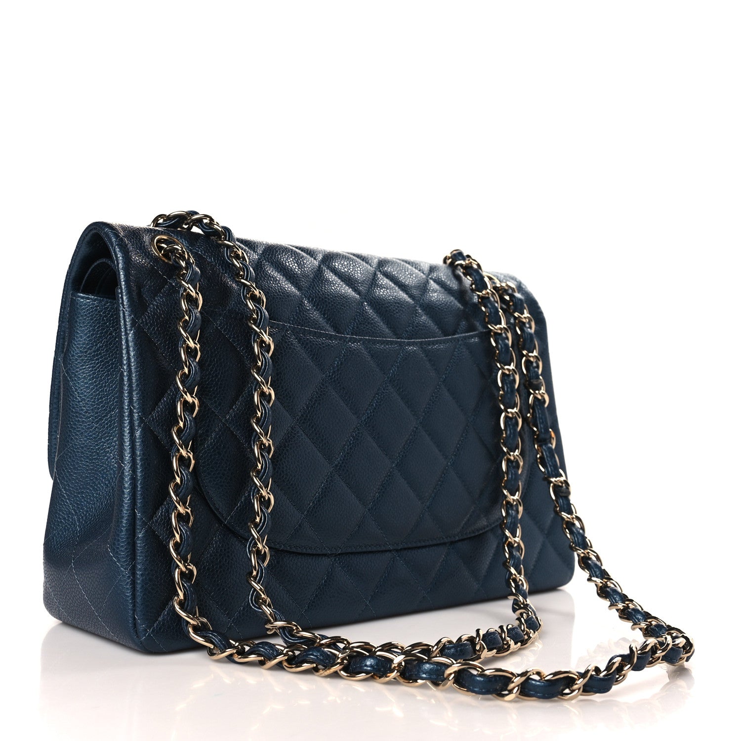 Chanel Caviar Quilted Jumbo Double Flap Navy Blue 3 of 9
