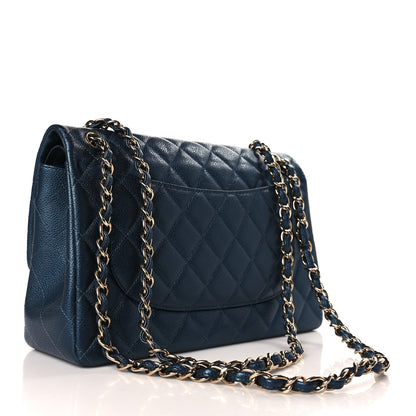Chanel Caviar Quilted Jumbo Double Flap Navy Blue 3 of 9